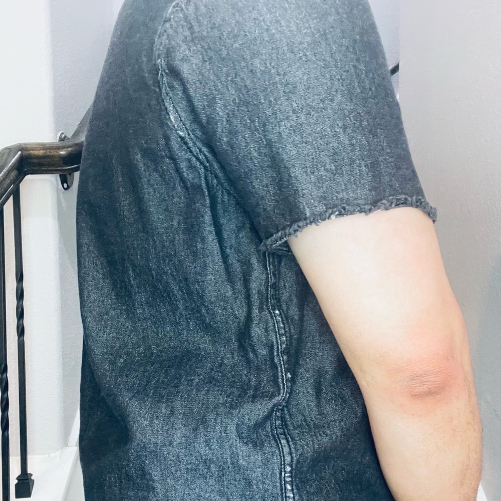 Black short sleeve denim shirt